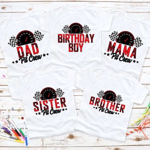 Camisas familiares de Pit Crew, camisa de cumpleaños personalizada familiar, camisa de cumpleaños de Pit Crew Race Car, camisas de cumpleaños familiares personalizadas, camisa de cumpleaños