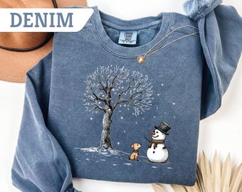 Comfort Colors® Christmas Snowman Sweatshirt, Christmas Let it Snow Sweatshirt, Snowman T-Shirt,Christmas Crewneck,Christmas Shirt for Women