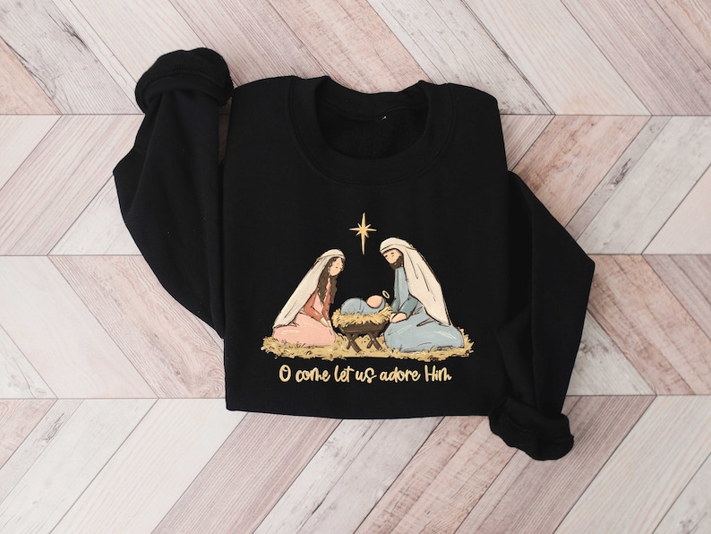 Nativity Scene Sweater, Christian Christmas Sweatshirt, Christmas Nativity Shirt, True Story Nativity, Religious Christmas Gifts, Jesus Tee image 3