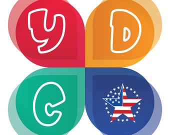 May include: A colorful logo featuring four overlapping shapes. The top left is red with a white "y", the top right is orange with a white "D", the bottom left is teal with a white "c", and the bottom right is blue with a star.