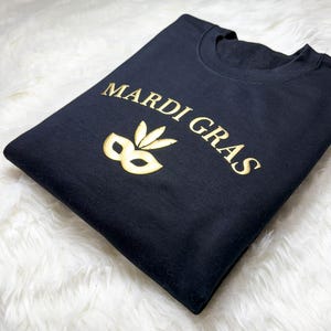 Mardi Gras Party Mask Puff Shirt, Mardi Gras Carnival Puff Sweatshirt, Trendy Mardi Gras Embossed Tshirt, Fat Tuesday Party Puff Sweatshirt