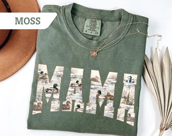 Camiseta Comfort Colors® Hunting Mama, camiseta de caza de patos, sudadera de pato ánade real, camiseta de camuflaje Mama of Hunters, regalo para mamás en temporada de caza