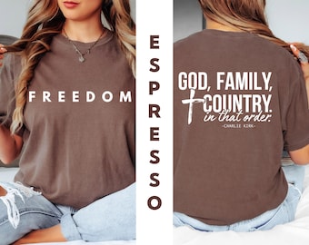 Comfort Colors®God Family Country Sweatshirt,Charlie Kirk Remembrance Tee,Christian Patriotic Faith Shirt,USA Freedom Tshirt,Believers Gift
