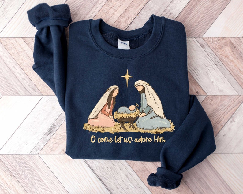 Nativity Scene Sweater, Christian Christmas Sweatshirt, Christmas Nativity Shirt, True Story Nativity, Religious Christmas Gifts, Jesus Tee image 2