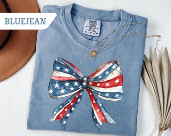 Comfort Colors® 4th Of July Coquette Bow Shirt, Independence Day Shirt, Coquette American Shirt, 4th Of July Women Shirt, Independence Shirt