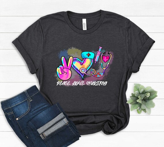 Nurse Stethoscope I Love Nurses Rainbow T-Shirt Nurse Stethoscope I Love Nurses Rainbow T-Shirt