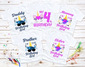 Matching Family Unicorn Birthday Shirt, Birthday Girl Shirt,  Custom Age Birthday T-Shirt, Mythical Birthday Shirt,  Birthday Girl Shirt