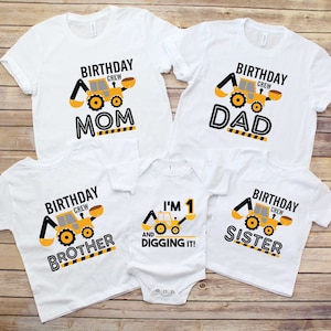 Family Matching Construction Birthday Shirt, Construction Birthday Crew Shirt, Personalized Construction Shirt, Birthday Two and Diggin&#39; It,