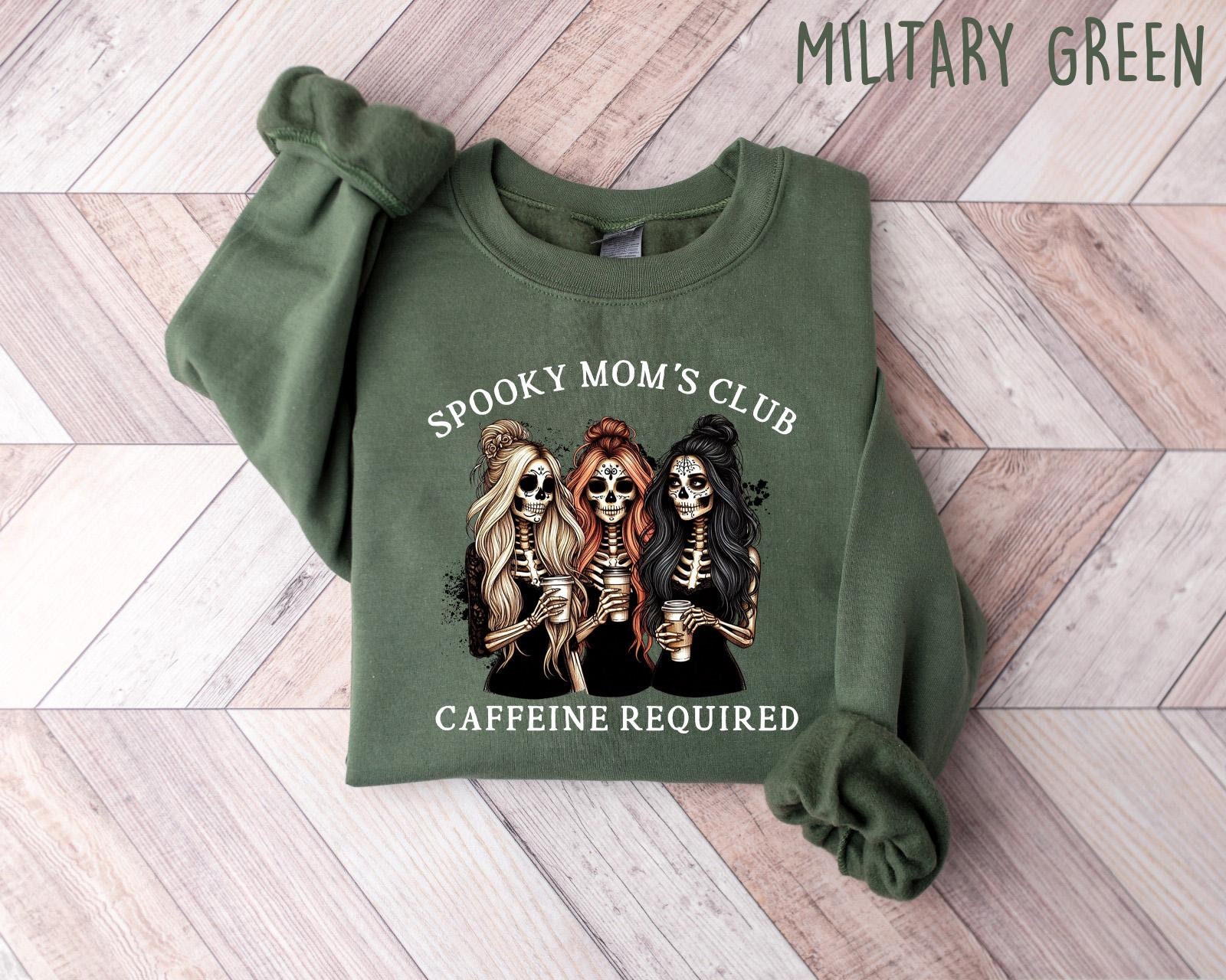 Spooky Mom's Club Caffeine Required Hoodie,Cool Moms Club Hoodie,Retro Halloween Mama Hoodie, Halloween Mom, Spooky Mama Hoodie,Gift for Mom