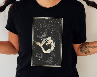 Celestial Mermaid Shirt Women Mystical Mermaid Shirt Women Tarot Style TShirt Women Tarot Inspired Shirt