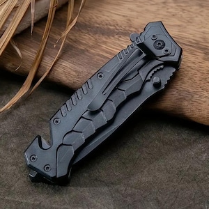 8&quot; Survival Tactical Folding Pocket Knife, Emergency Seat Belt Cutter, Glass Breaker, Jumbo Spring Assisted Open Mechanism.