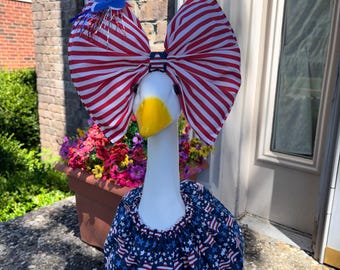 NEW Unique Designs Handmade July 4th Huge Bow with Skirt for Porch Goose