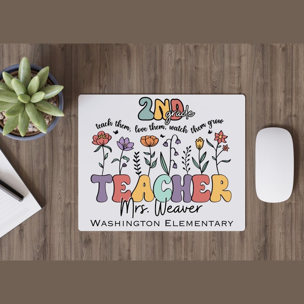 Personalized Teacher Mouse Pad, Custom Teacher Gift, Customize teacher Name Mouse Pad, Custom School Name Mouse Pad, Back to School