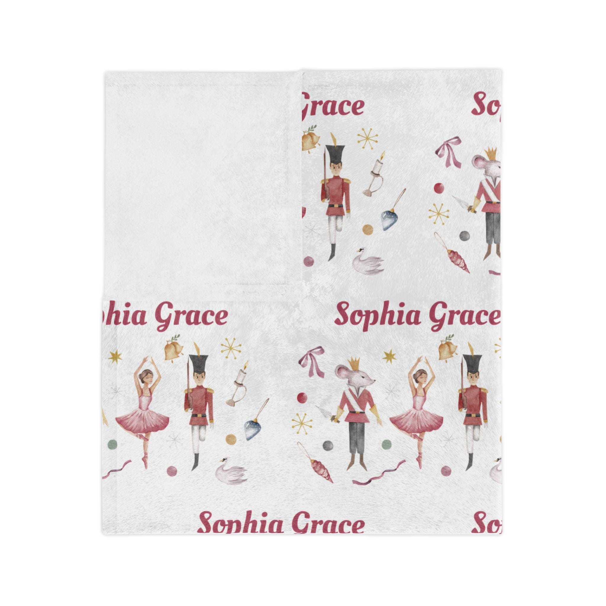Girls Personalized Nutcracker Minky Blanket, Soft Velveteen Children&#39;s Lap Blankie, Custom girls Throw, Toddler Girl Gift for Ballerina