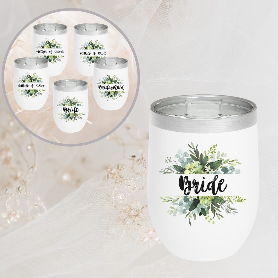 Wedding Party Wine Tumbler Floral Bride Matron of Honor Maid Etsy