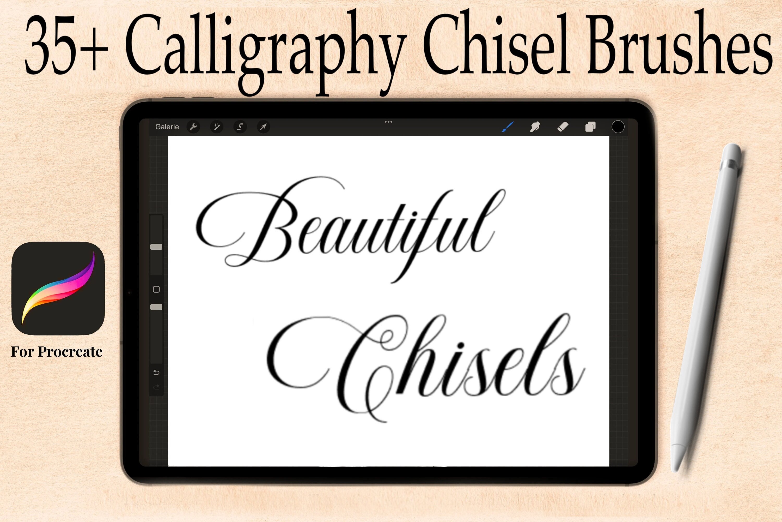 Procreate Calligraphy Chisel Brushes Digital Art Tattoo Etsy