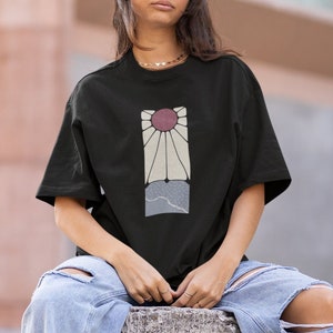 Anime Shirt | Hanafuda Earring Anime T-Shirt | Manga Cosplay | Japanese Rising Sun Ray Art Painting Tee | Anime Fan Gift | Otaku Anime Gift