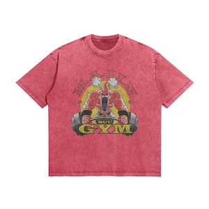 Majin Gym T Shirt Anime Fitness Tee | Manga Inspired Vintage Washed Shirt | Anime Workout Streetwear | Unisex Gift Watermelon Pink