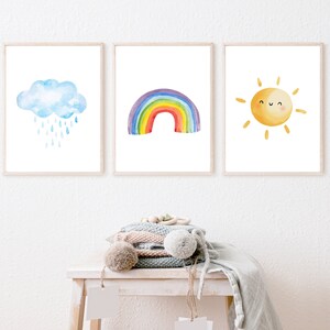 Rainbow Wall Art, Set of 3 Prints, Boy or Girl Nursery Decor, Printable Wall Art, DIGITAL DOWNLOAD