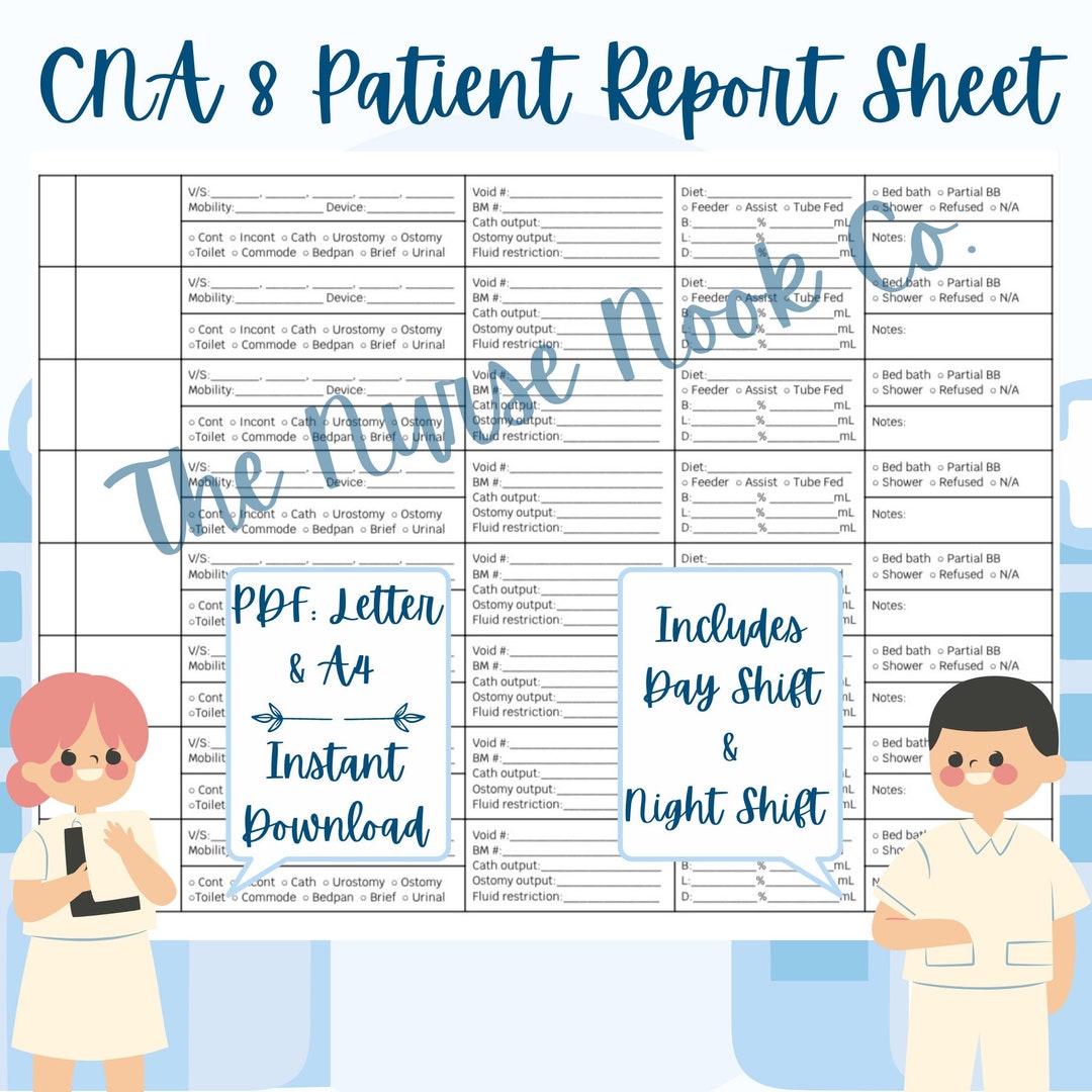 CNA Report Sheet Nursing Assistant Report Sheet UAP 8 Patient Report CNA Report Sheet Nursing Assistant Report Sheet UAP 8 Patient Report