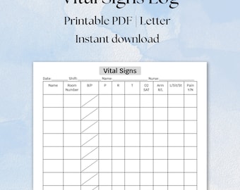Vital Signs Log Vital Signs Sheet Vital Signs Tracker Vital Signs Template