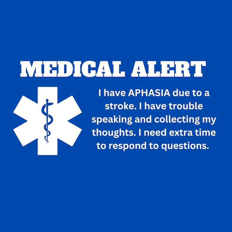 APHASIA Wallet Medical Alert Card Etsy
