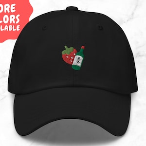 Strawberry Soju | Soju Hat | Korean Hat | Soju Cap | Soju | Soju Merchandise | Embroidered Soju | Korean | Korean Fashion | Soju Bottle
