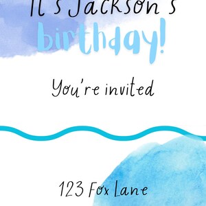 Blue Birthday card: EDITABLE