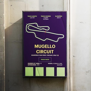 Mugello Circuit Track Poster- Formula 1 Poster- Formula 1 Print- F1 Track Print- F1 Racing Gift- F1 Gift- F1 Circuit- Track Art
