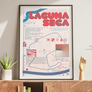 Laguna Seca Raceway Modern Track Poster- Formula 1 Poster- Formula 1 Print- F1 Track Print- F1 Racing Gift- F1 Gift- F1 Circuit- Track Art