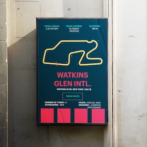 Watkins Glen Track poster-formule 1-poster-formule 1-afdruk-F1 circuitafdruk-F1 Racing cadeau-F1 cadeau-F1 circuit-track kunst