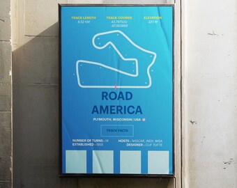 Road America Track Poster – Minimalist F1 Racing Art Print