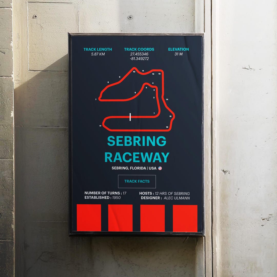 Sebring Raceway Poster – Minimalist F1 Track Art Print - Etsy