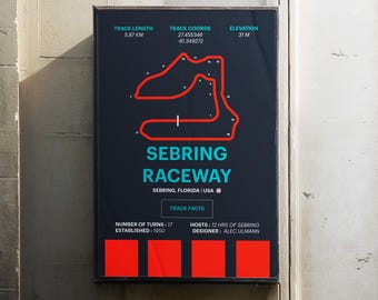 Sebring Raceway Poster – Minimalist F1 Track Art Print