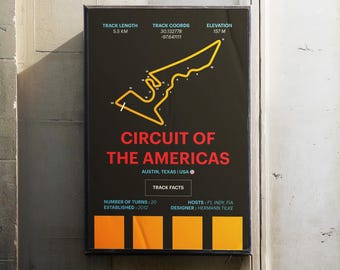 Circuit of the Americas Bankonsttryck – Minimalistisk F1-racingaffisch