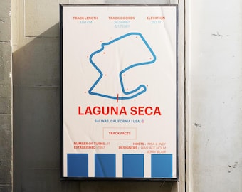 Laguna Seca Raceway-affisch – Minimalistisk F1-bana-konsttryck