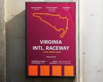 Virginia International Speedway Poster – Minimalist F1 Racing Track Art