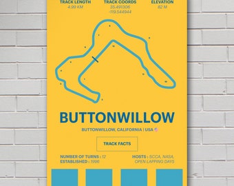 Buttonwillow Track Poster- Formula 1 Poster- Formula 1 Print- F1 Track Print- F1 Racing Gift- F1 Gift- F1 Circuit- Track Art
