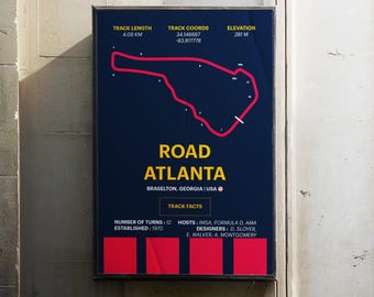 Road Atlanta Track Poster – Minimalist F1 Racing Circuit Art