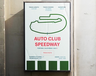 Auto Club Speedway Track Art Print – Minimalist F1 Racing Poster