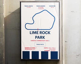 Lime Rock Park Track Poster – Minimalist F1 Circuit Art