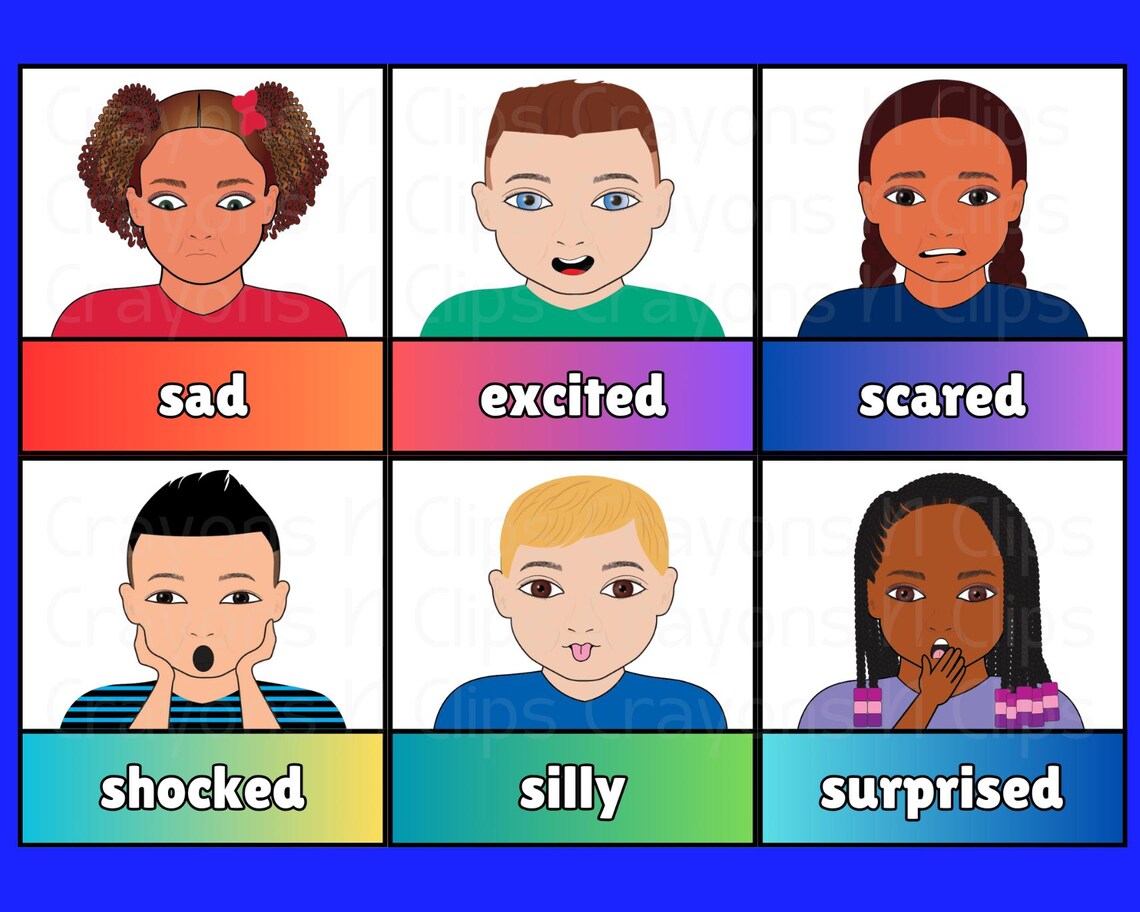 Feelings Flashcards, Multicultural Children Emotions Cards, Big ...