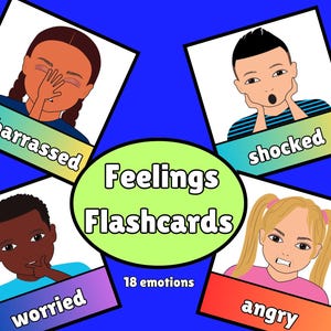 Tarjetas didácticas de sentimientos, tarjetas de emociones para niños multiculturales, grandes tarjetas didácticas de sentimientos, caras de emociones, caras de sentimientos