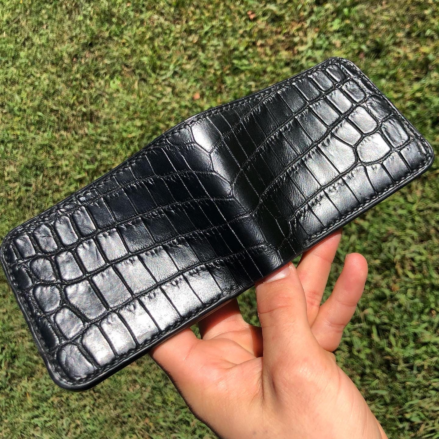 Handcrafted Alligator Crocodile Skin Leather Men's Luxury Zipper ID Card  Wallets