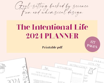 Fun 2024 Planner, 2024 Diary, 2024 Printable Planner, Printable Diary, Goal Setting Diary, Goal Setting Planner, Life Planner.