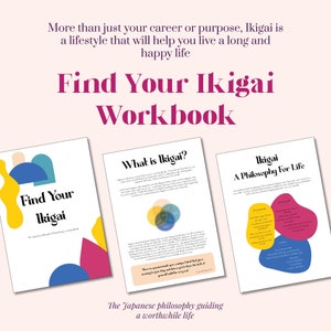 Cahier d'exercices Ikigai pour vous aider à trouver votre objectif et à vous orienter dans une vie significative | Cahier d'exercices numérique