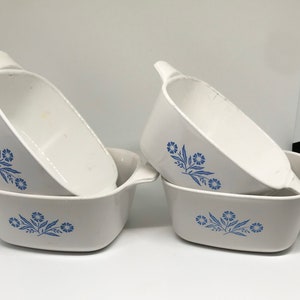 Vintage Corning Ware • Blue Cornflower Casserole Baking Dish • P-43-B • Set of 4 • 1960s