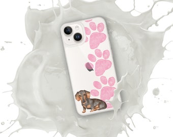 Dachshund Pink Paw Prints iPhone Case