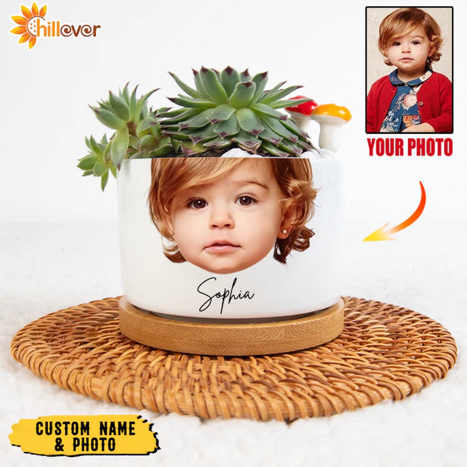 Custom Photos Mini Flower Pot Custom Photo Plant Pot Gift Etsy