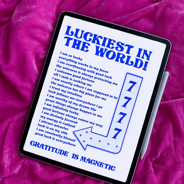 DIGITAL Luckiest in the World Print, Spiritual Wall Art, Positive Affirmation Poster, Instant Digital Download